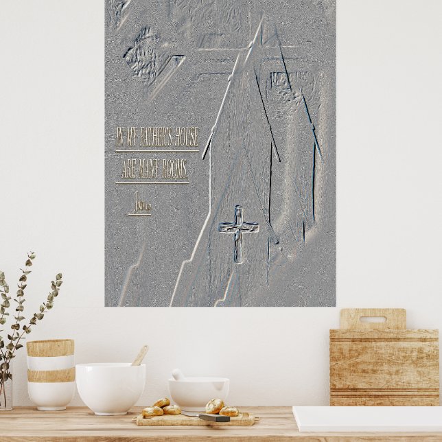 Poster In My Father’s House John14:2 cross church Bible (Cozinha)