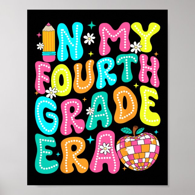 Poster In My Fourth Grade Era Teacher Kid Back To School  (Frente)