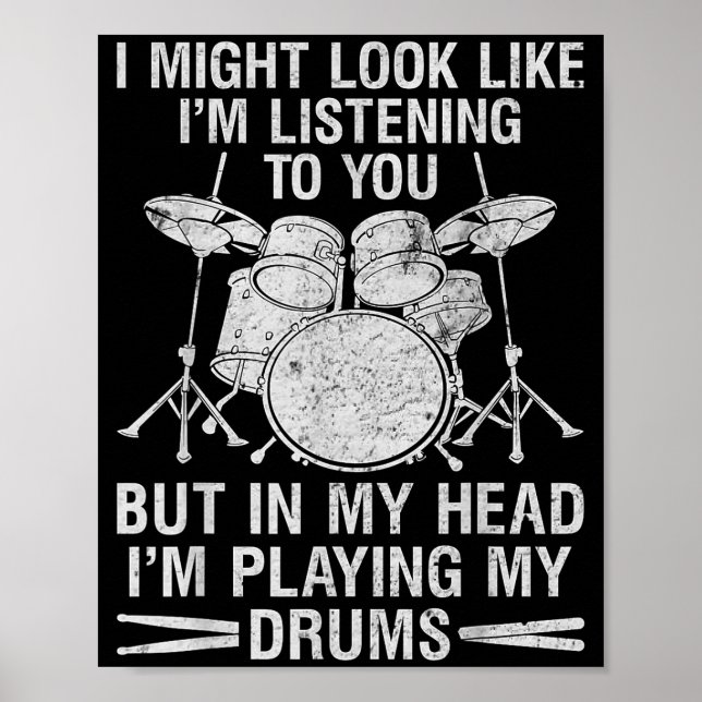 Poster In My Head I'm Playing My Drums Drumming Lover Dru (Frente)