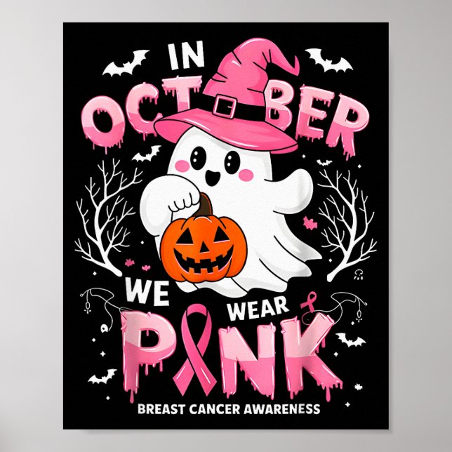Poster In October We Wear Nk Funny Halloween Ghost Breast (Frente)
