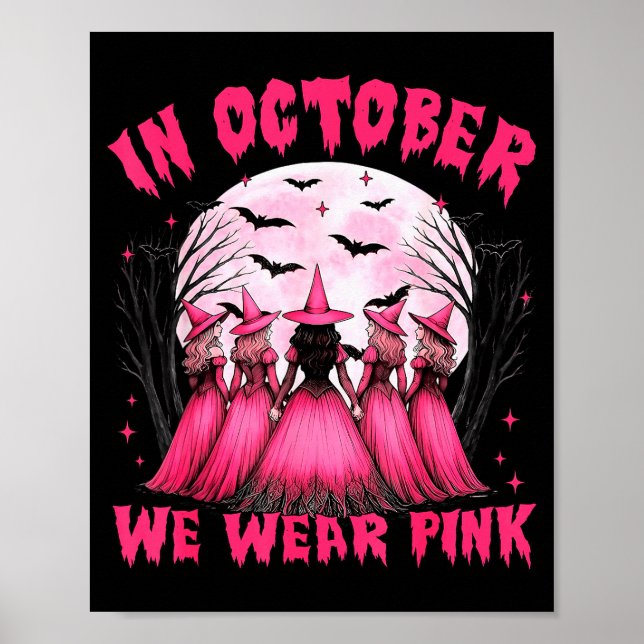 Poster In October We Wear Nk Witch Halloween Breast Cance (Frente)