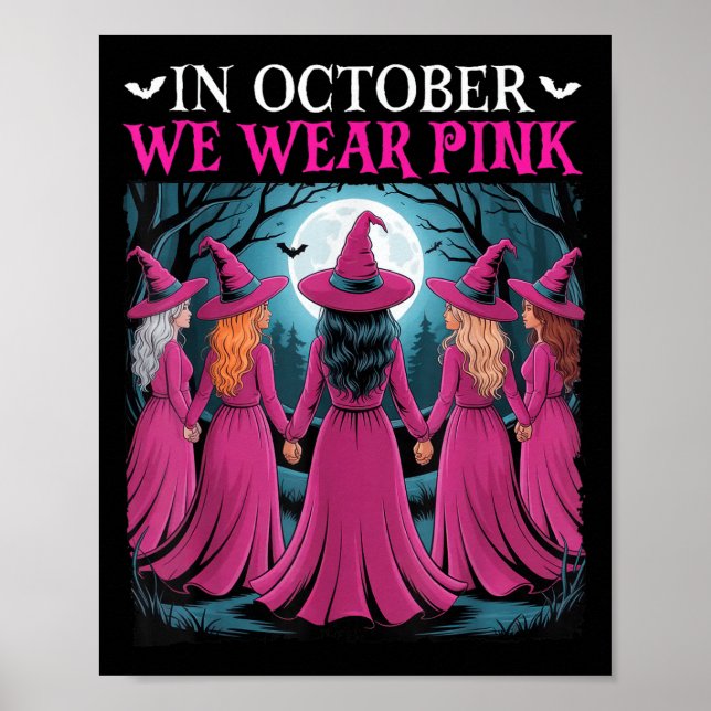 Poster In October We Wear Nk Witch Halloween Breast Cance (Frente)