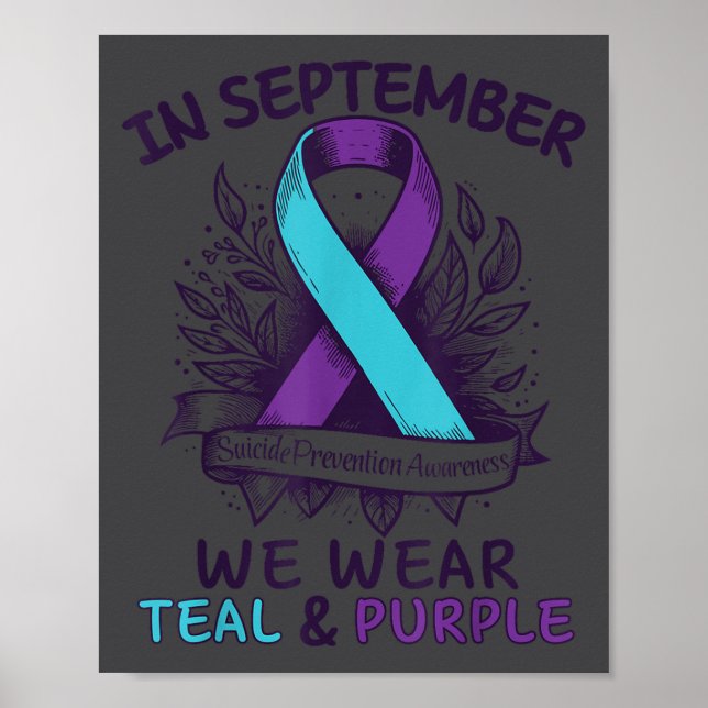 Poster In September We Wear Teal Purple Ribbon Suicide Pr (Frente)