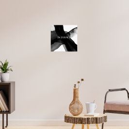 Poster "In Synch" Arte de Parede Abstrata em Preto e Bran