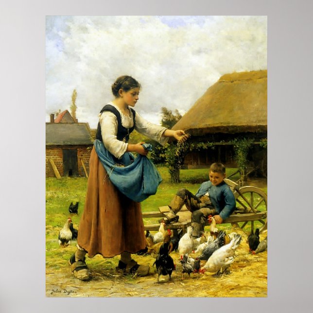 Pôster In the Farmyard ~ Julien Dupré ~ Fine Art Canvas (Frente)