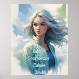 Poster Inalar Confiança, Exalar Dúvida Sobre Arte De Pare