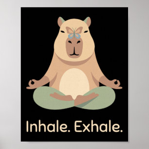 Poster Inalar Exalar Yoga Capyra Zen Relaxamento Animal
