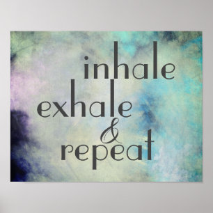 Poster inalar o exalar inspiracional aquarela artística