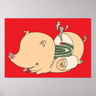 Poster Incenso de mosquito em forma de porco.