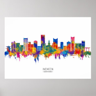 Poster Incheon South Korea Skyline