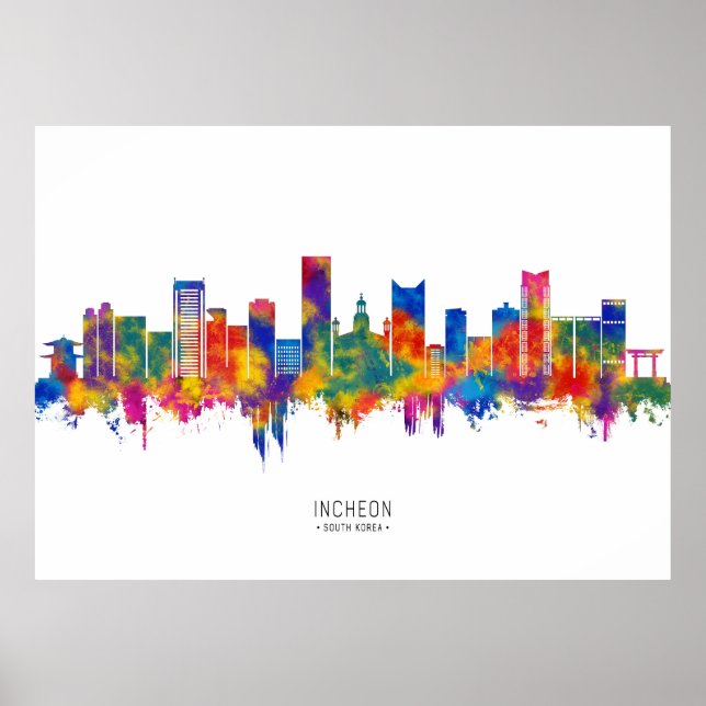 Poster Incheon South Korea Skyline (Frente)