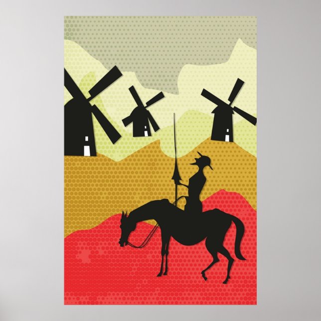 Poster Inclinação em moinhos de vento Don Quixote (Frente)