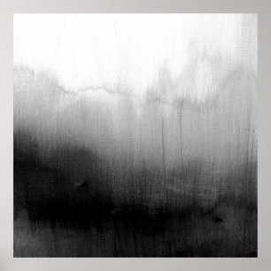 Poster Inclinação preto e branco moderno da aguarela