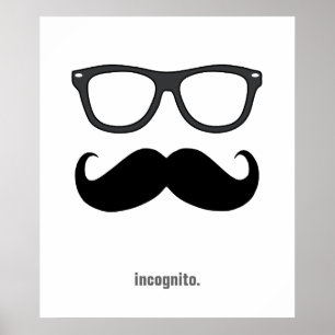 Poster incógnito - bigode engraçado e óculos de sol