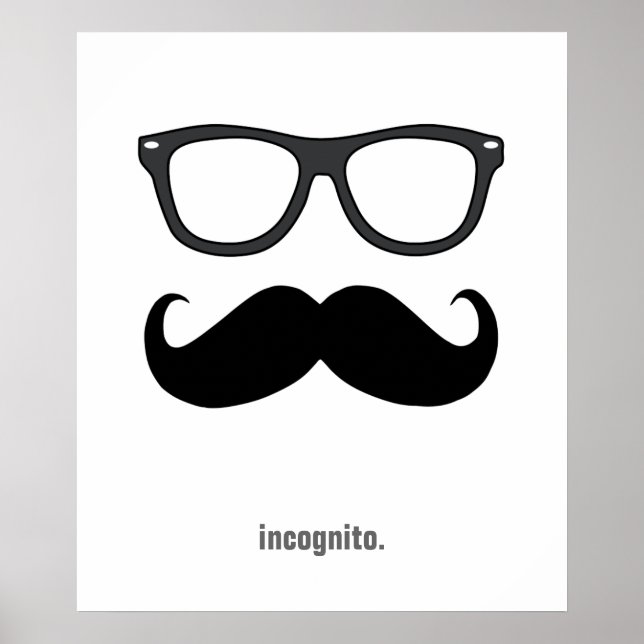 Poster incógnito - bigode engraçado e óculos de sol (Frente)