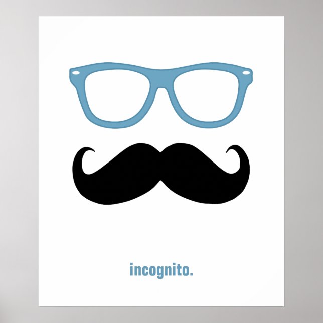 Poster incógnito - bigode engraçado e óculos de sol (Frente)