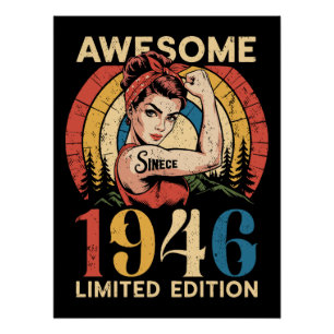 Pôster Incrível Desde 1946 Retro de 80 Anos de Idade Femi
