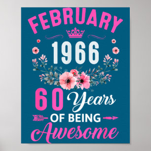 Poster Incrível Desde 1966 60 Velho Fevereiro