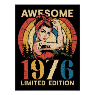 Pôster Incrível Desde 1976 50º Aniversário Feminino Vinta