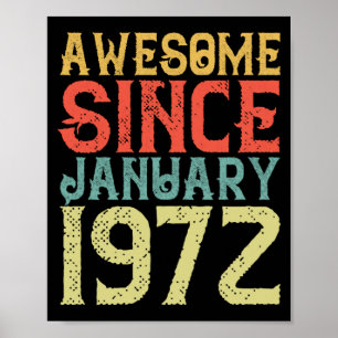 Poster Incrível Desde Janeiro De 1972 Vintage Retro Birth