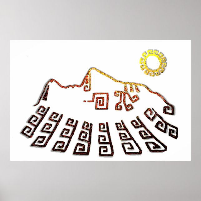 Poster Incrível Desenho Machu_Picchu Cusco Peru (Frente)