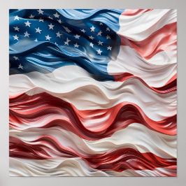 Poster Incrível pintura de óleo de bandeira patriótica am