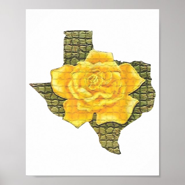 Poster Incrível Rosa Amarela Da Flor De Padrão Do Texas (Frente)
