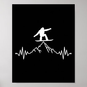 Poster Incrível Snowboarder Heartbeat Snowboard Heart B