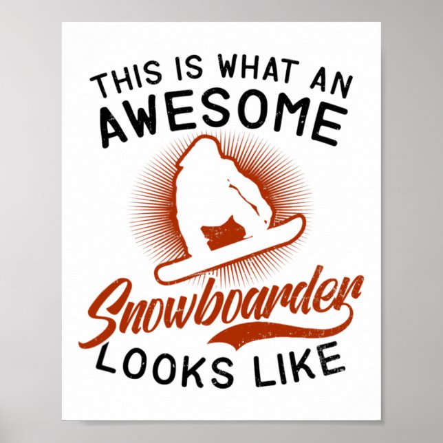 Poster Incrível Snowboarder Parece Design Snowboard (Frente)