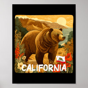 Poster Incrível urso californiano na natureza gráfico par