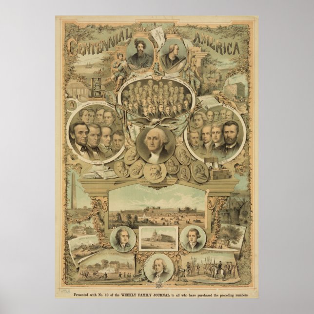 Pôster Independência dos Estados Unidos Centenários 1876 (Frente)