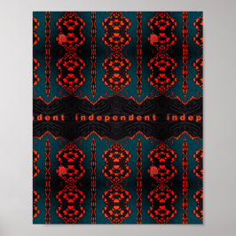 Poster Independente: Padrão Fratural Verde Escuro e Laran