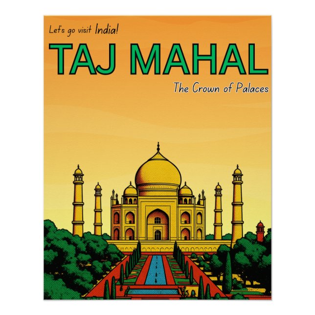 Pôster Índia Agra Taj Mahal viagem  (Frente)