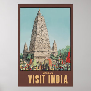 Poster Índia Antiga Bodh Gaya Templo Mahabodhi Viagem