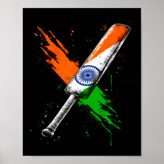 Poster India Cricket T Cricket Warrior British Flag Crick