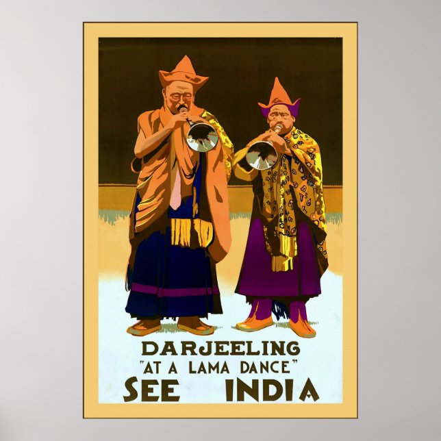 Pôster Índia ~ Darjeeling ~ Viagens vintage (Frente)