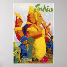 Poster India Painting Ganesh Print Hindi Art 