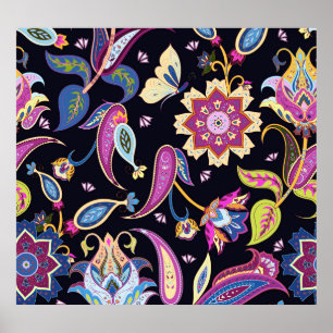 Poster Índia Paisley Seamless Floral Ornament