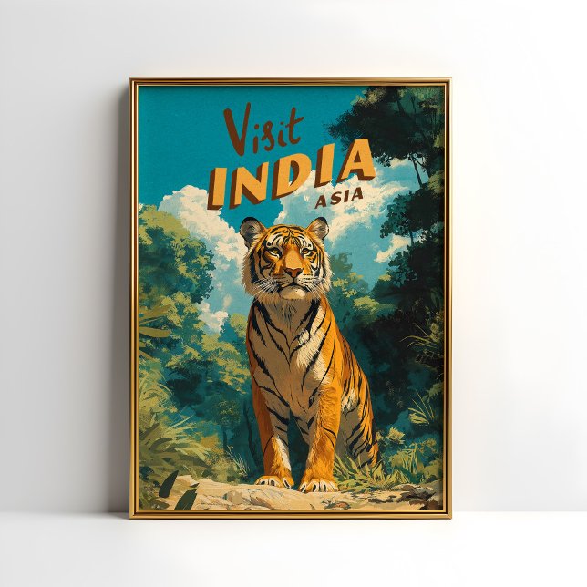 Poster India Tiger Vintage Travel (Criador carregado)