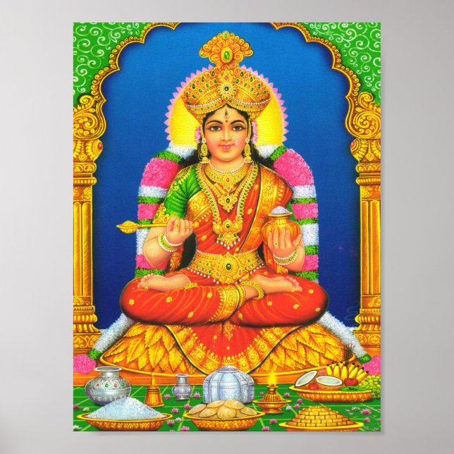 Poster Indian Art Lakshmi Goddess Hindu Religion (Frente)