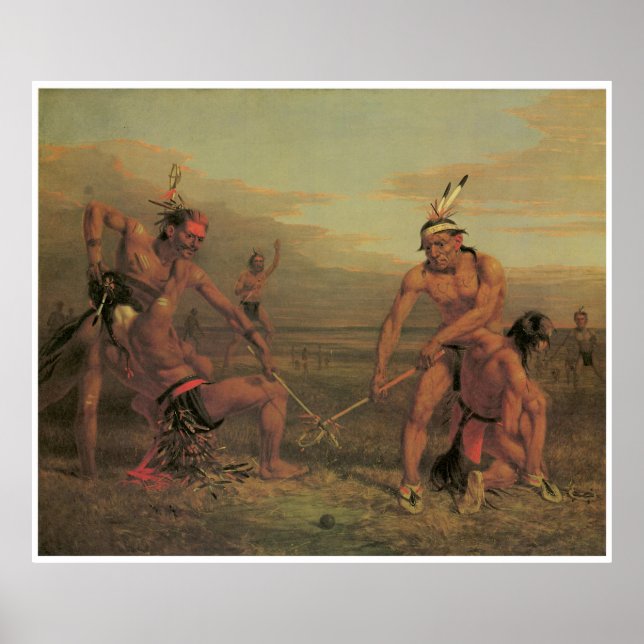 Poster Indian Ball Game, 1843, American West Painting (Frente)
