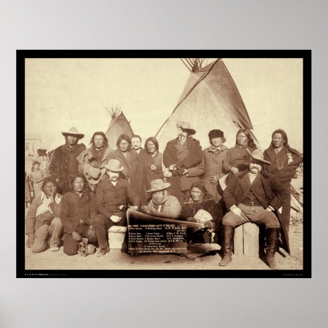 Poster Indian Chiefs with New York World Pennant SD 1891 (Frente)