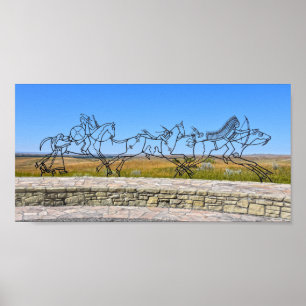 Poster Indian Memorial Sculture, Little Bighorn, Montana
