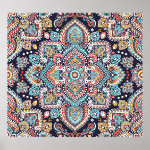 Poster Indian Paisley: Padrão Étnico de Mandala