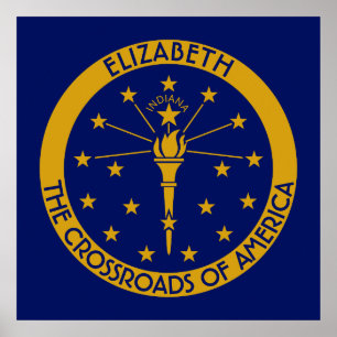 Pôster Indiana a bandeira personalizada estado do Hoosier