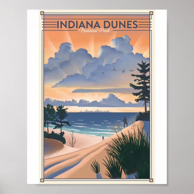 Poster Indiana Dunes National Park Litho Trabalho de arte (Frente)