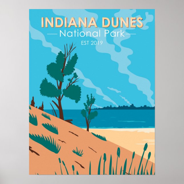 Poster Indiana Dunes National Park Vintage (Frente)