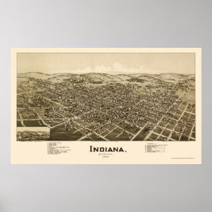 Pôster Indiana, mapa panorâmico do PA - 1900