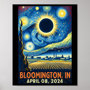 Poster Indiana Total Solar Eclipse 2024 Starry Night