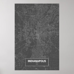 Pôster Indianapolis, Indiana (branco no preto)
